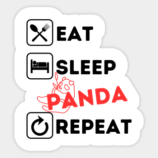 Funny eat sleep panda repeat Sticker